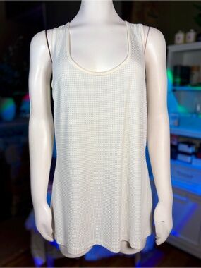 Grayse Ivory Sleeveless Top w/ Matte White Faceted Rhinestones, Sz XL